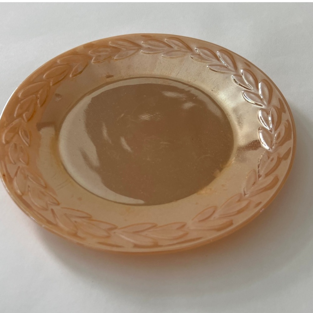 Mid-Century Iridescent Fire King "Peach Lustre" Dinnerware Salad Plate 7.75"